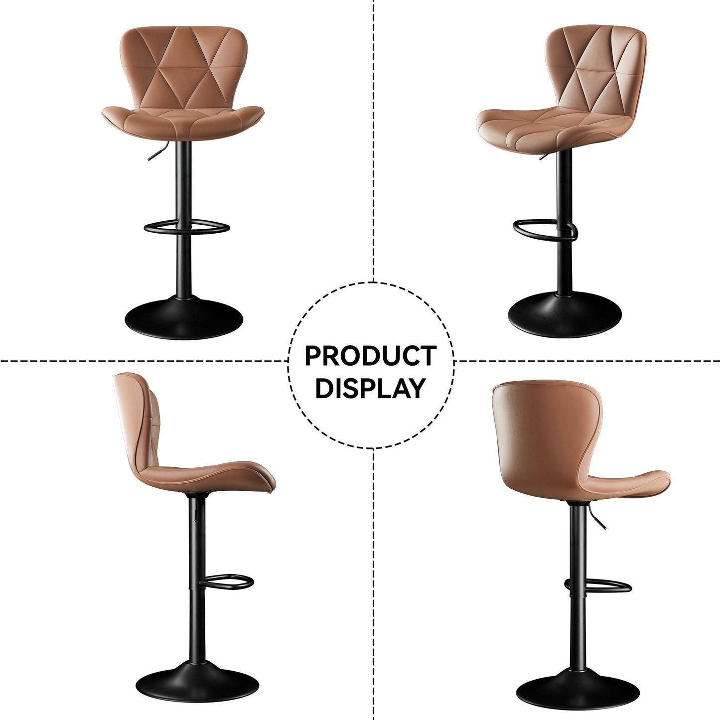Faux Leather Swivel Bar Stools, Set of 2, Black (view 17)