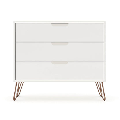 3-Drawer Mid-Century Dresser, White, 34" Tall (view 3)