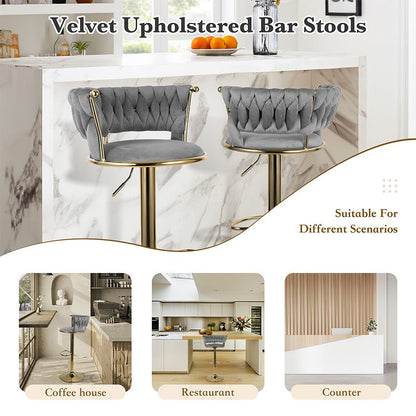 Velvet Swivel Bar Stools, Set of 2, 18" Wide (view 4)