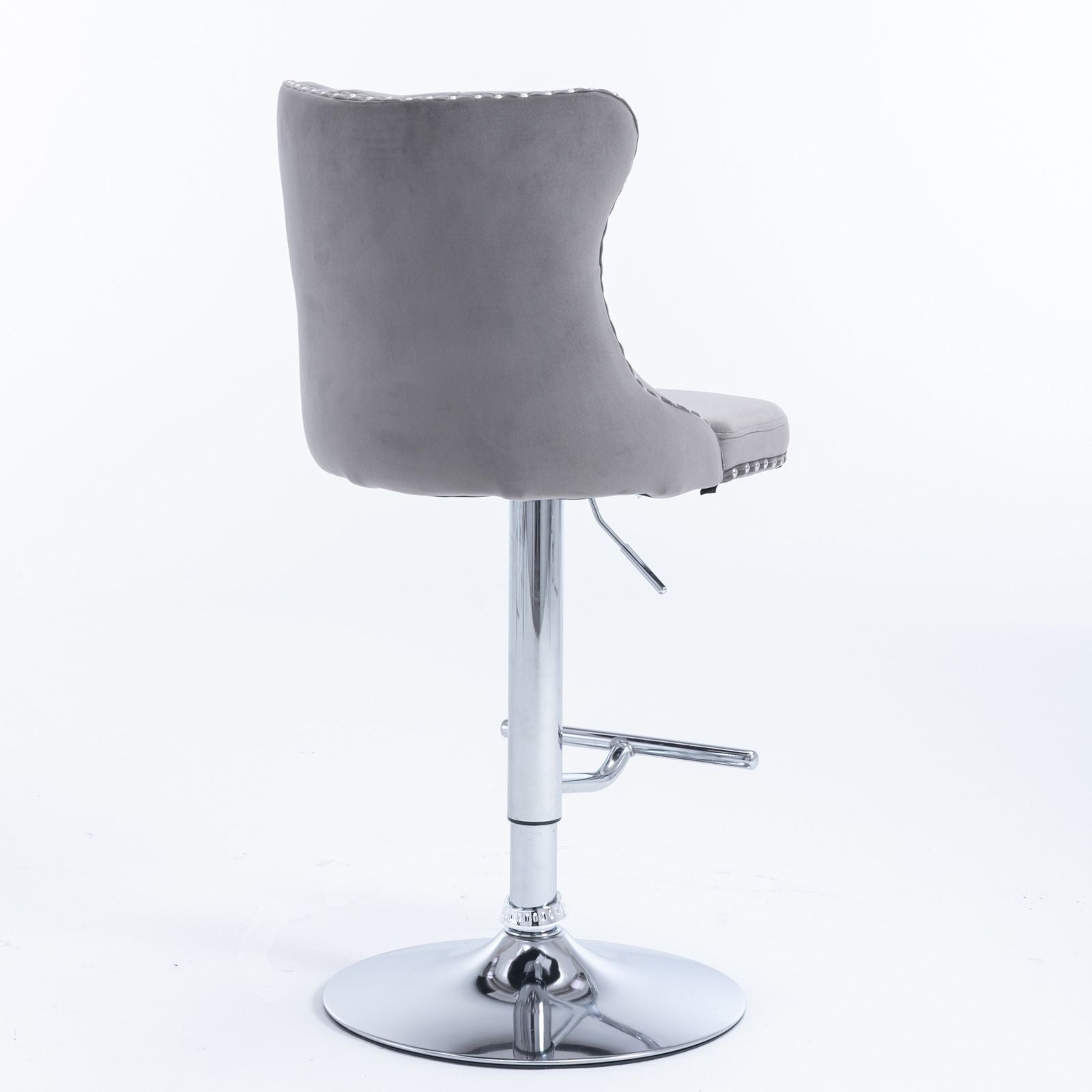 Gray Velvet Swivel Bar Stools, Chrome Base, Set of 2 - Gray (view 5)