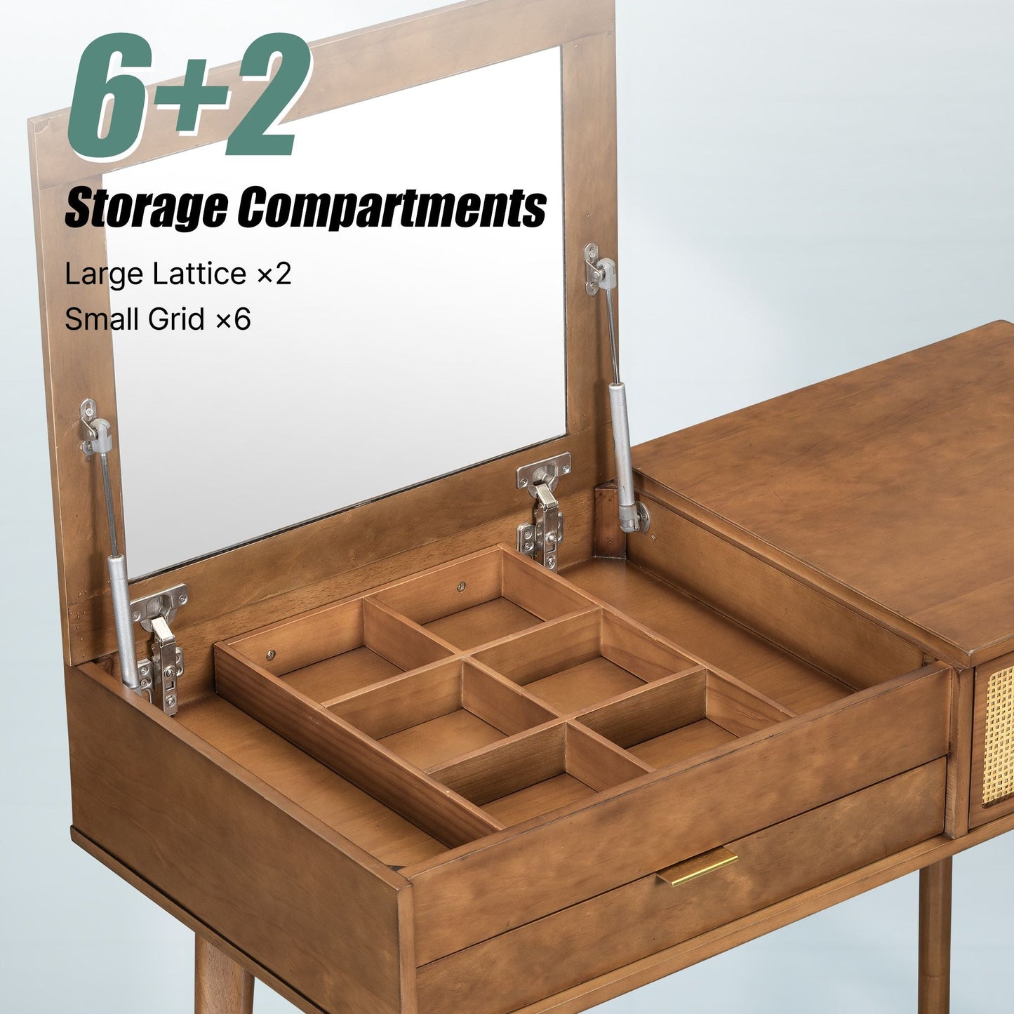 Solid Wood Mid-Century Vanity, Red (view 6)