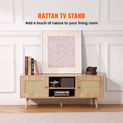 55" TV Mid-Century TV Stand, Oak (view 2)