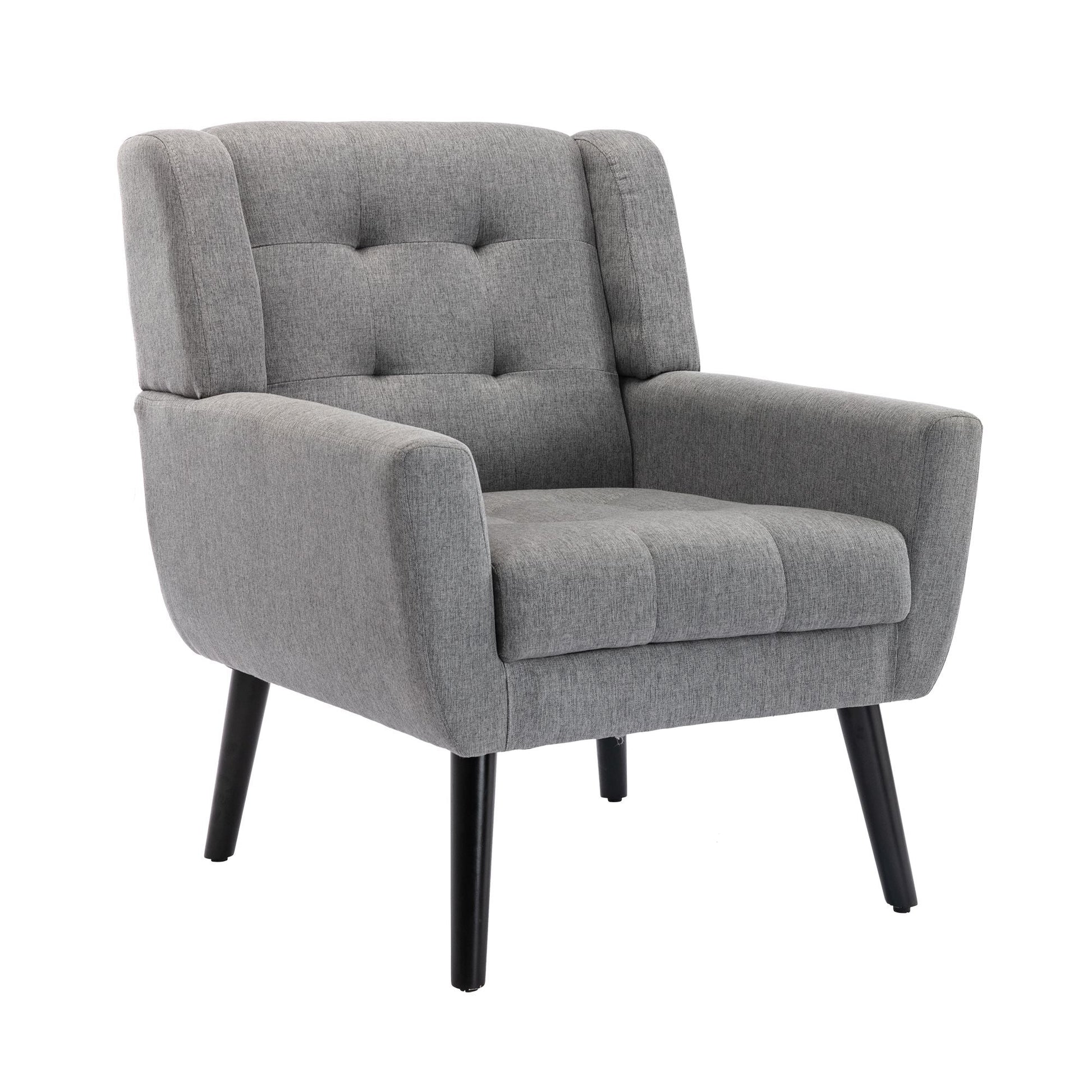 Linen Mid-Century Accent Chair, Light Gray (view 10)