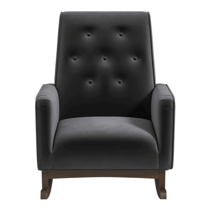 Demetrius Dark Grey Fabric Solid Wood Rocking Chair (view 2)