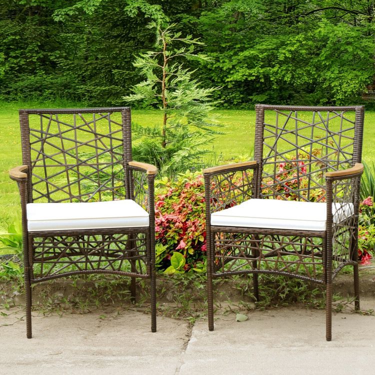 Rattan Mid-Century Dining Chairs, Natural (view 2)