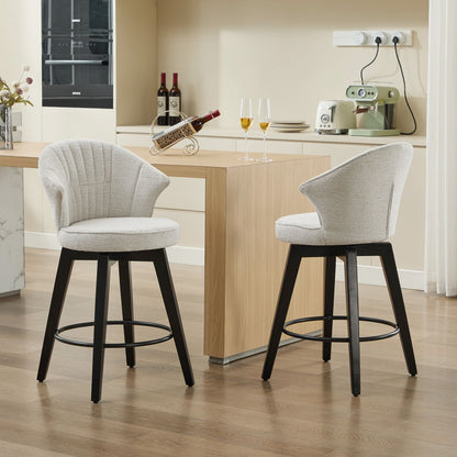 Chenille Mid-Century Accent Chair, White, Swivel (view 4)