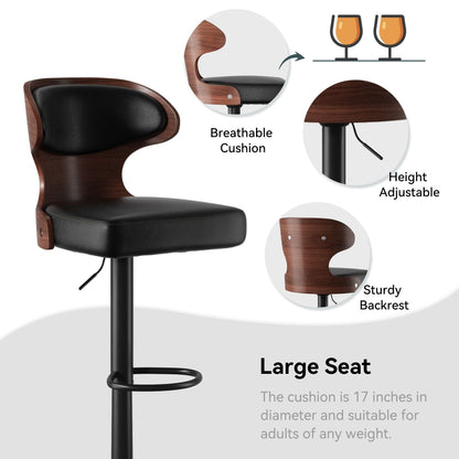 Faux Leather Swivel Bar Stools, Set of 2, Bentwood (view 5)