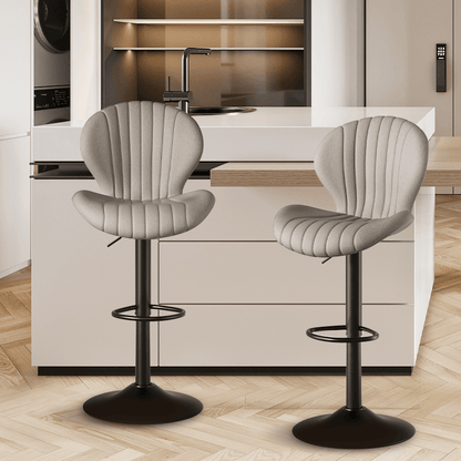 Faux Leather Swivel Bar Stools, Set of 2, Beige (view 50)