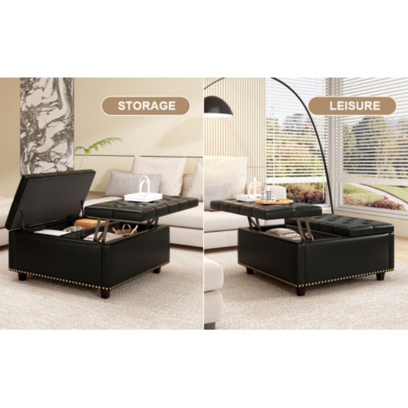 Solid Wood Mid-Century Coffee Table, black (view 7)