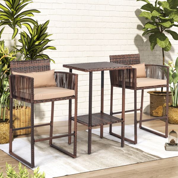Rattan Swivel Bar Stools, Beige (view 10)