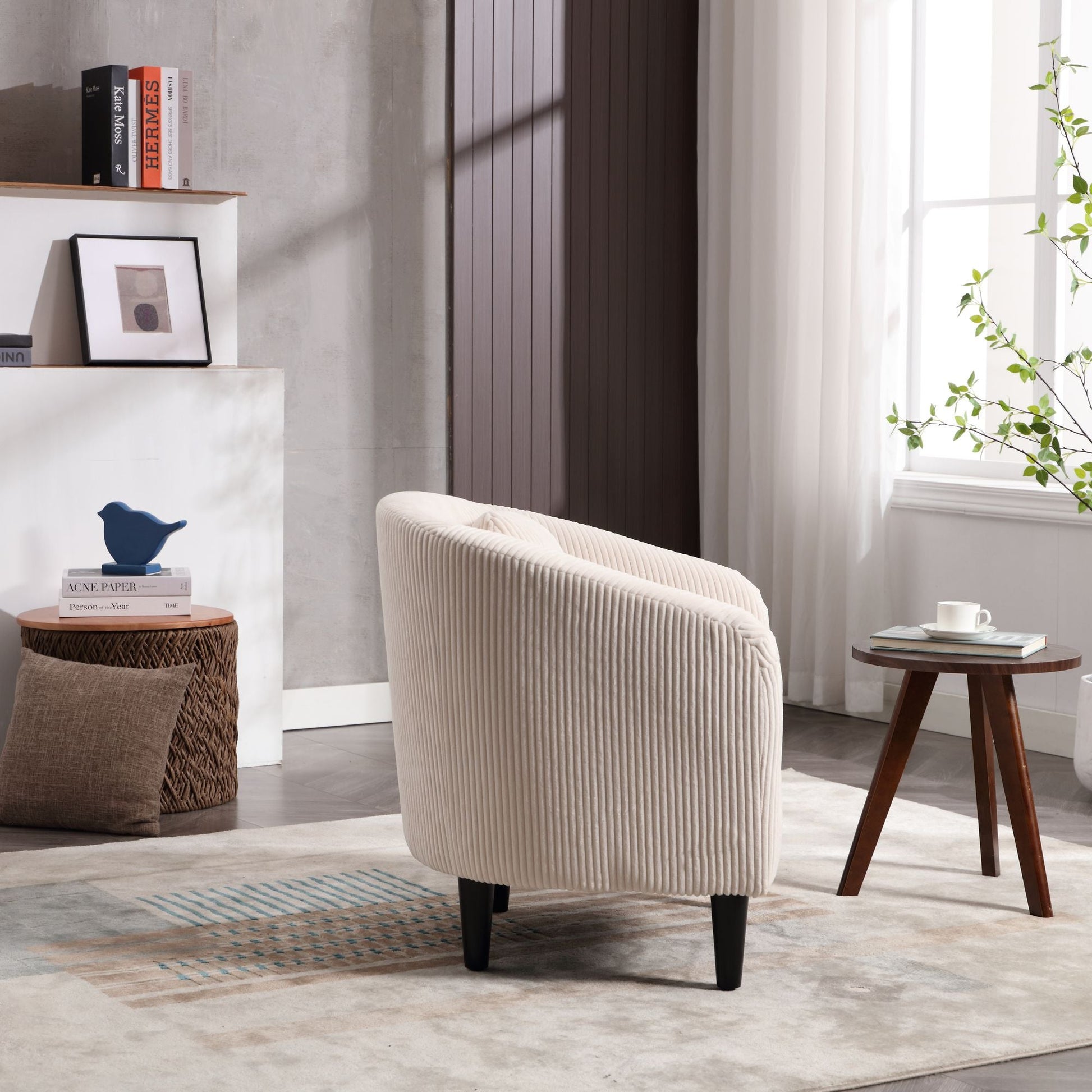 Upholstered 3-Seat Mid-Century Sofa, Beige (view 3)