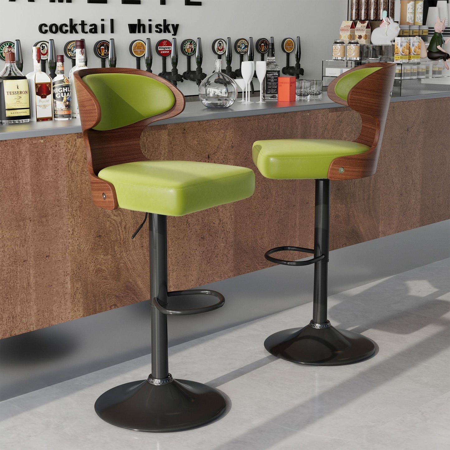 Faux Leather Swivel Bar Stools, Set of 2, 40" Tall (view 70)