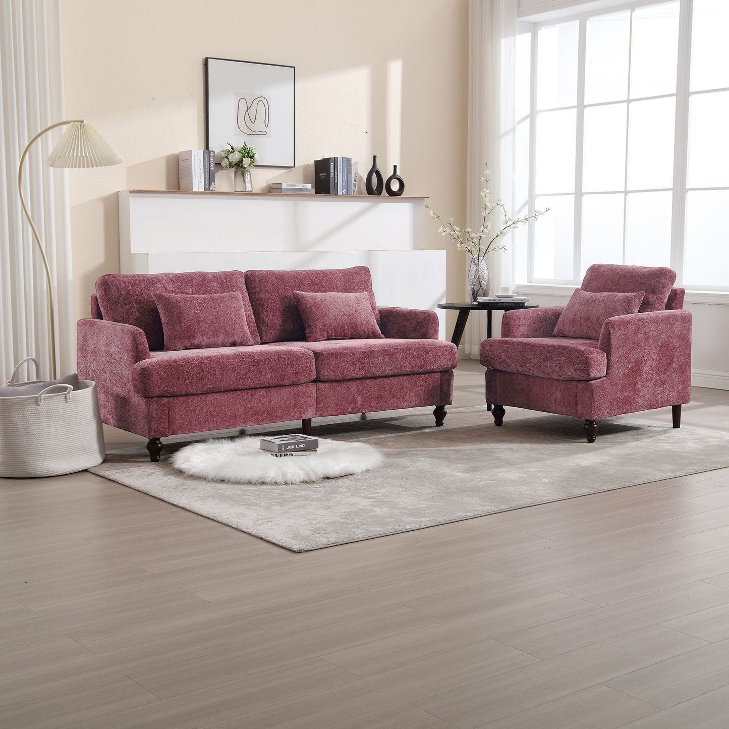 Chenille 2-Seat Mid-Century Sofa, Brown, 68.9" Wide (view 9)