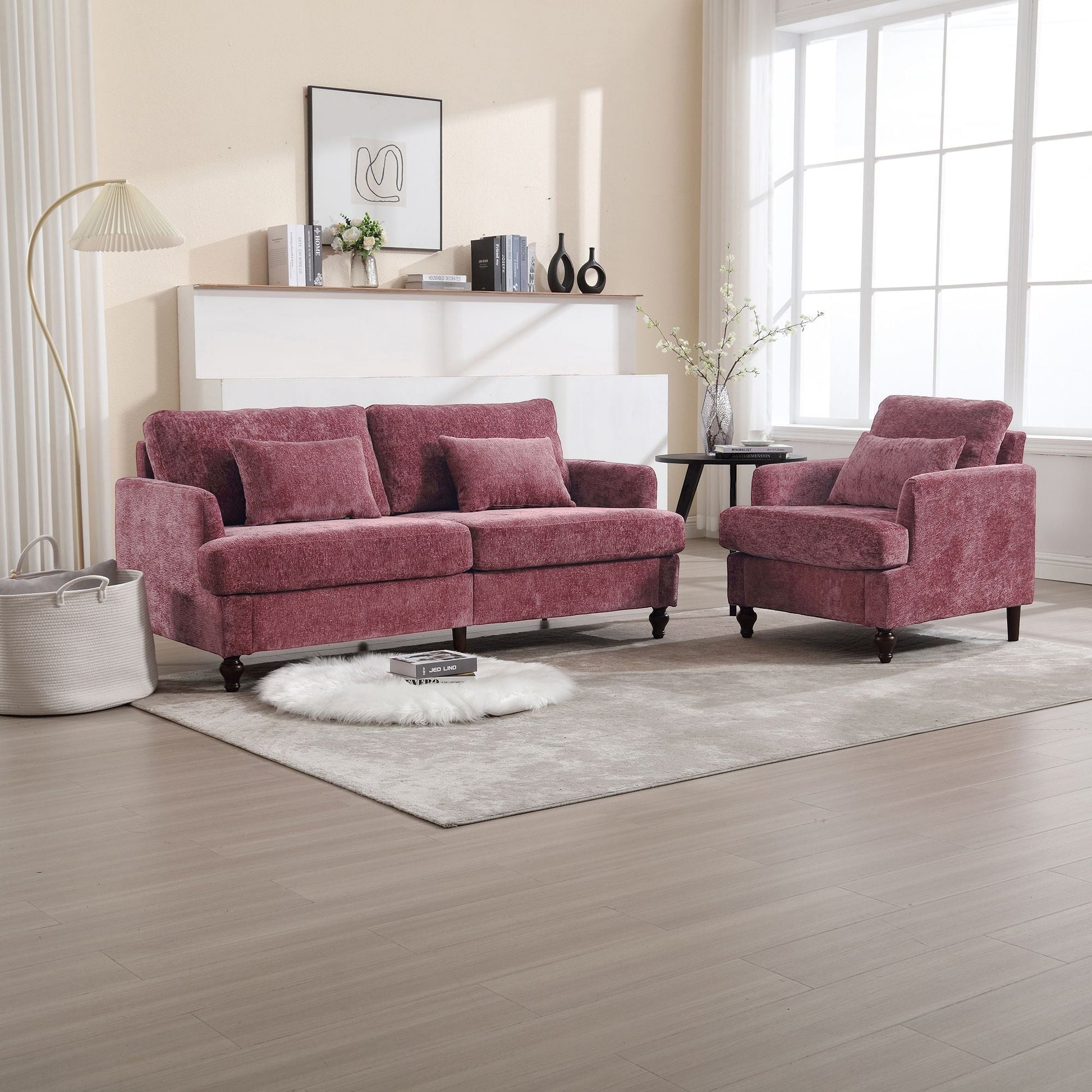 Chenille 2-Seat Mid-Century Sofa, Brown, 68.9" Wide (view 9)