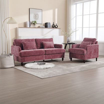 Chenille 2-Seat Mid-Century Sofa, Brown, 68.9" Wide (view 9)
