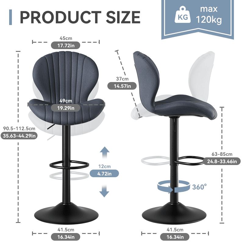 Faux Leather Swivel Bar Stools, Set of 2, High Back (view 98)