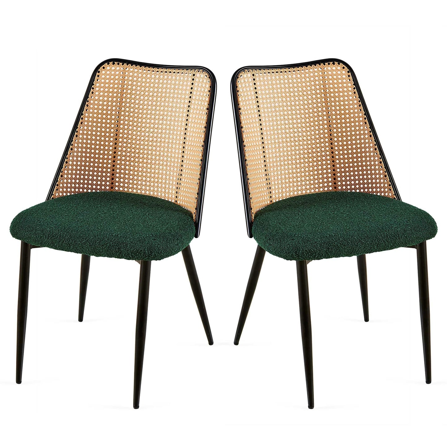 Boucle Mid-Century Dining Chairs, Set of 2, Green (view 6)