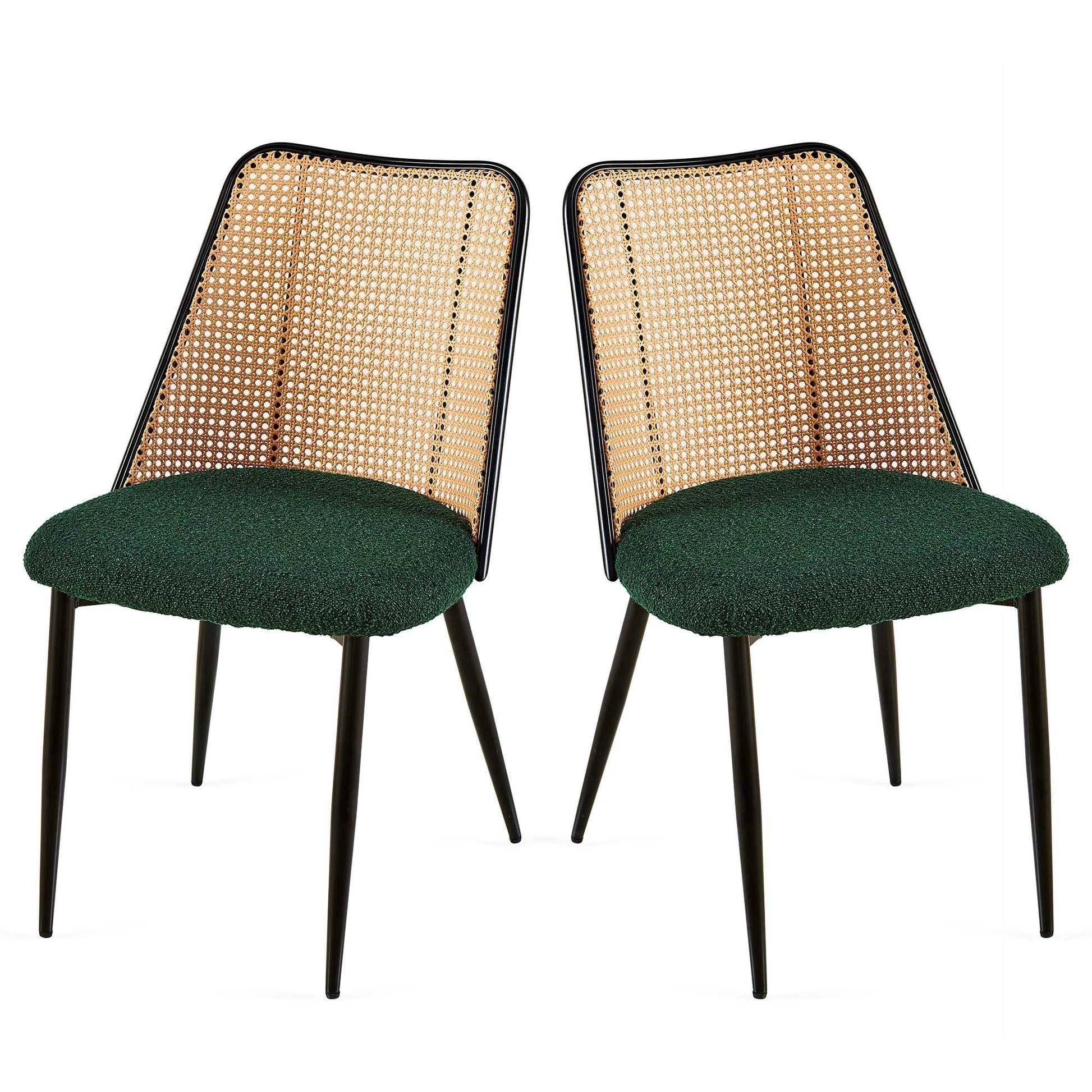 Boucle Mid-Century Dining Chairs, Set of 2, Green (view 6)