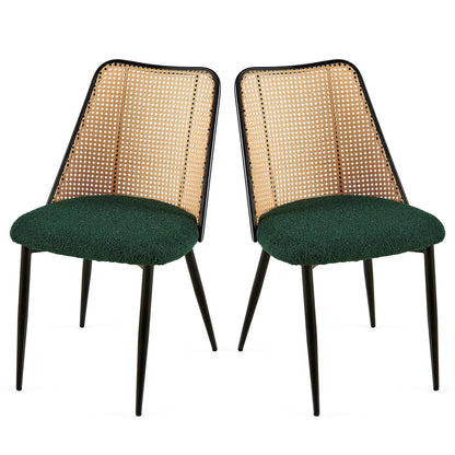 Boucle Mid-Century Dining Chairs, Set of 2, Green (view 6)