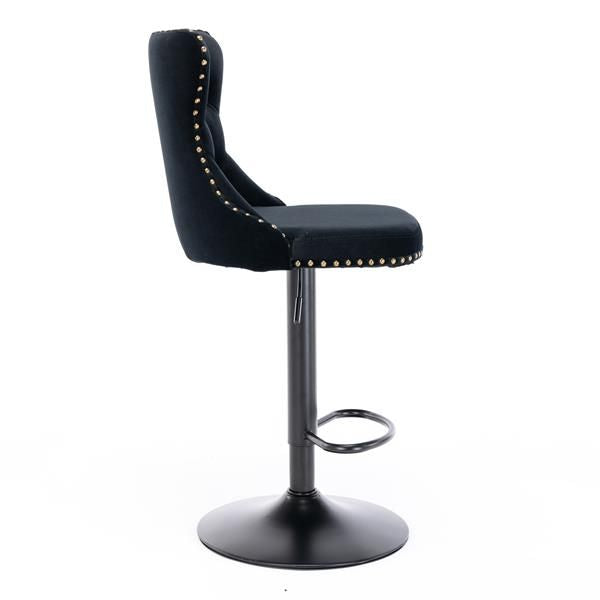 Velvet Swivel Bar Stools, Black, Set of 2 (view 5)