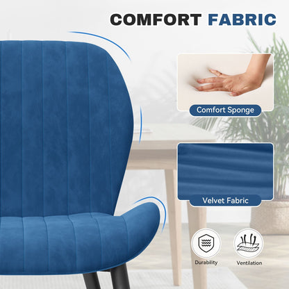 Velvet Mid-Century Dining Chairs, Set of 2, Blue (view 2)