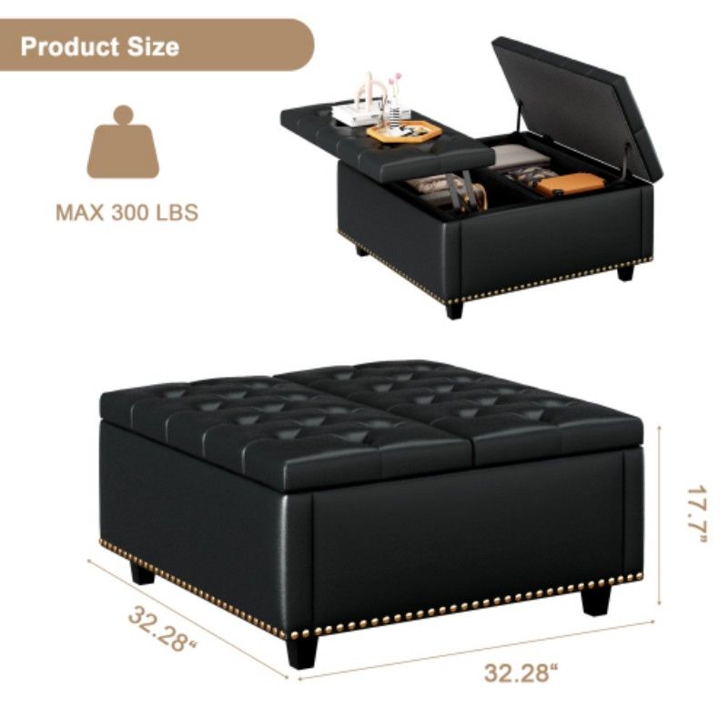 Solid Wood Mid-Century Coffee Table, black (view 6)