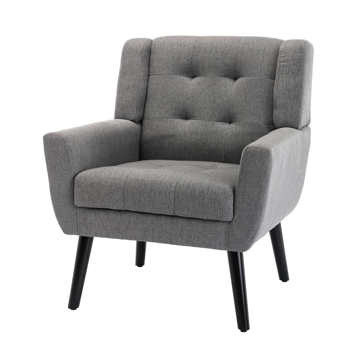 Linen Mid-Century Accent Chair, Light Gray (view 3)