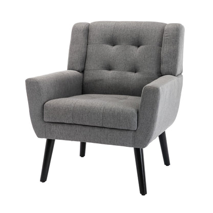Linen Mid-Century Accent Chair, Light Gray (view 3)