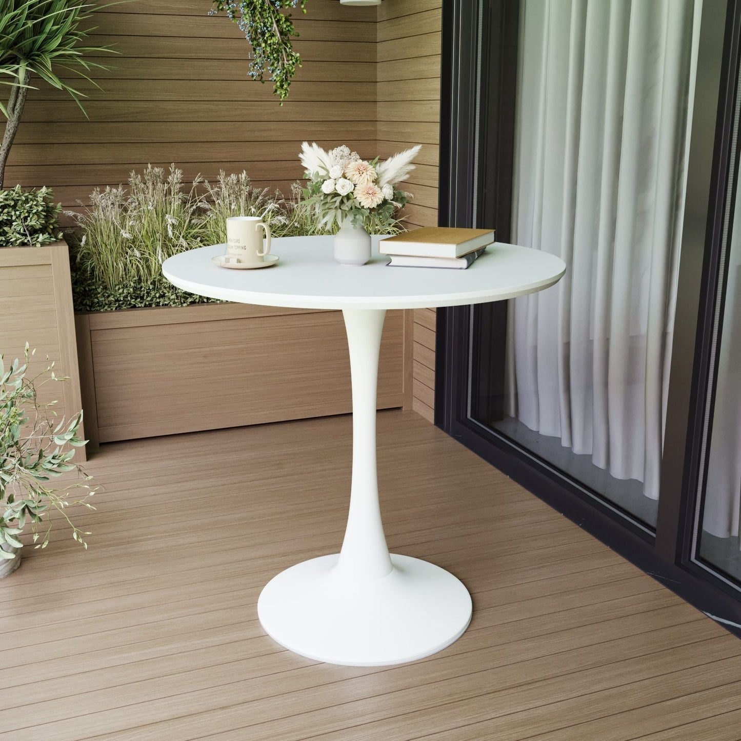 Wood Mid-Century Coffee Table, 42", White (view 4)
