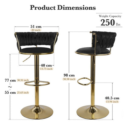 Velvet Swivel Bar Stools, Set of 2, Gold (view 70)