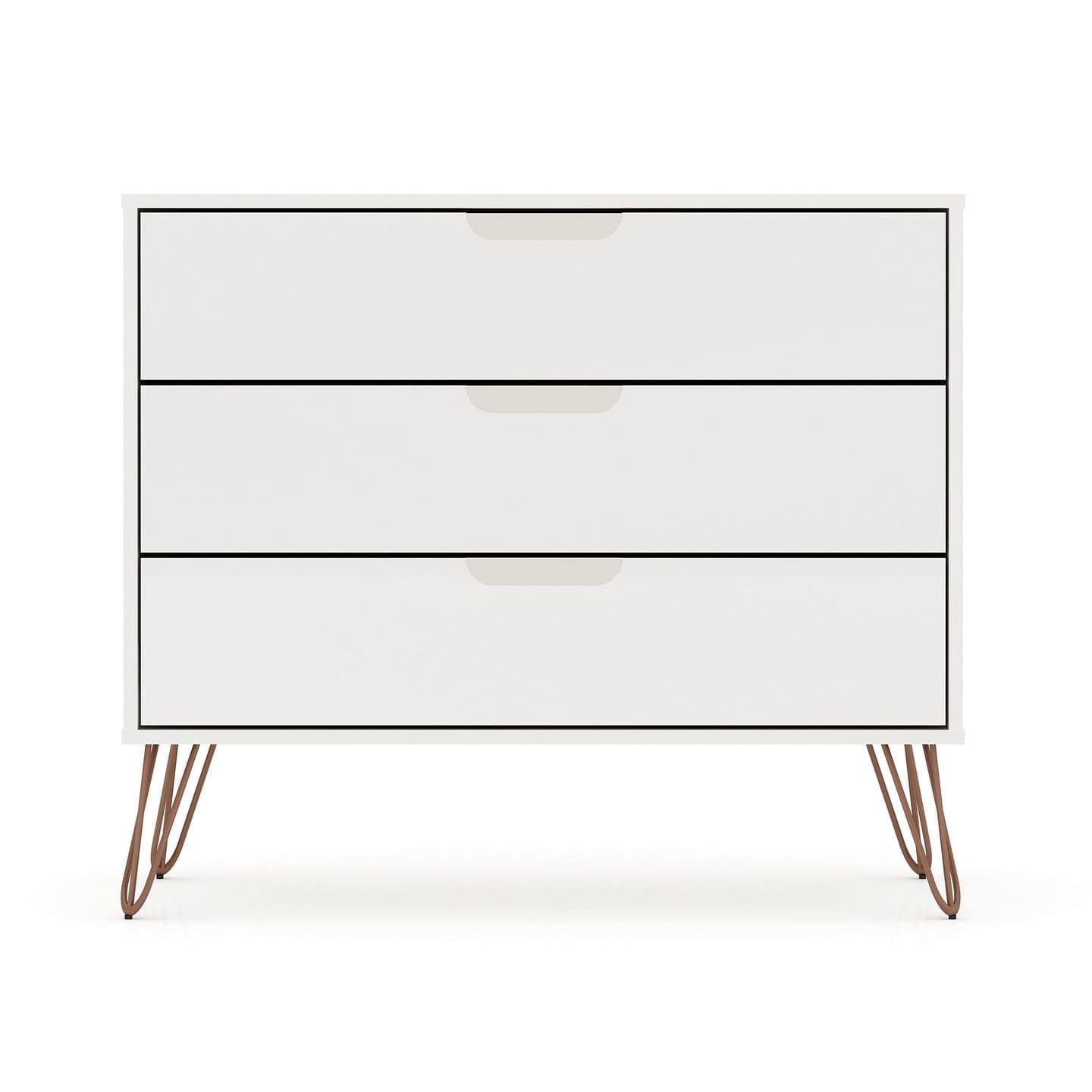 3-Drawer Mid-Century Dresser, White, 34" Tall (view 2)
