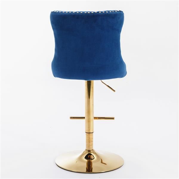 Velvet Swivel Bar Stools, Blue, Set of 2 (view 6)