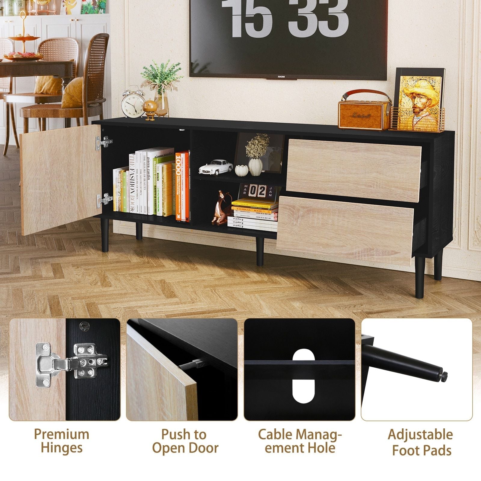 Mid-Century TV Stand, Oak (view 6)