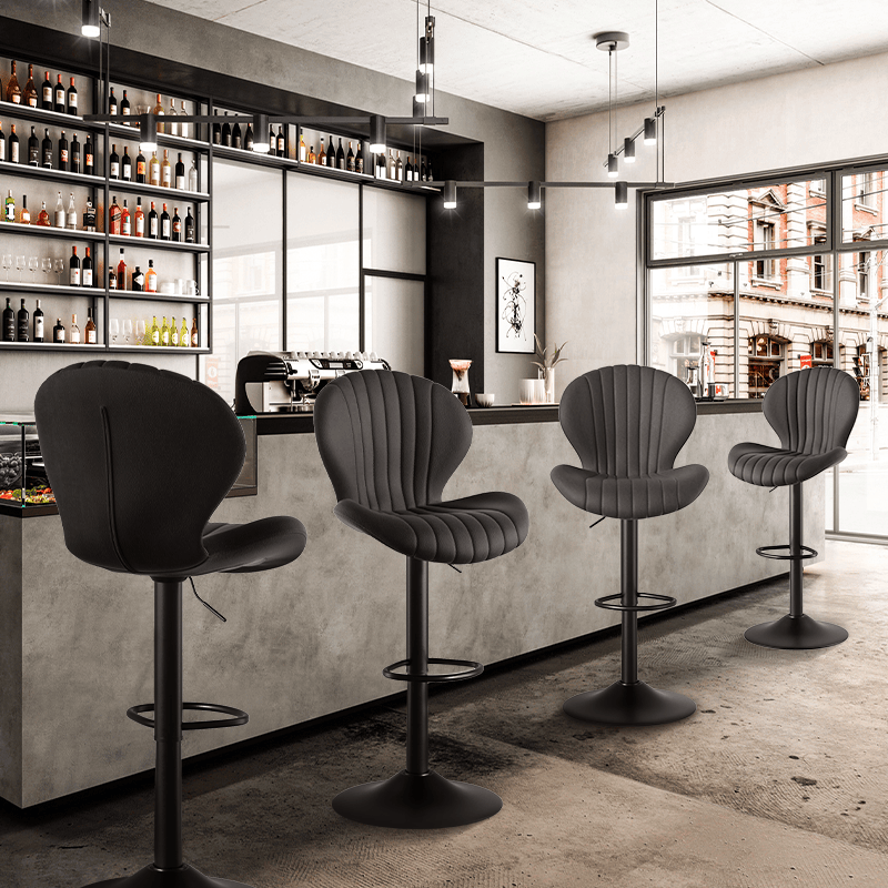 Faux Leather Swivel Bar Stools, Set of 2, Beige (view 74)