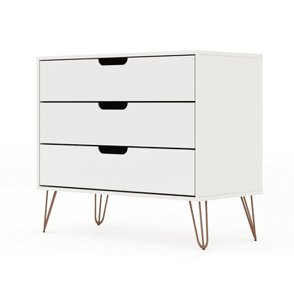 3-Drawer Mid-Century Dresser, White, 34" Tall (view 10)