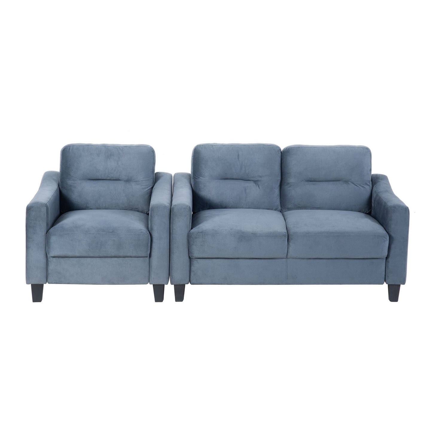Solid Wood Mid-Century Sectional Sofa, Gray, 102" Wide (view 8)