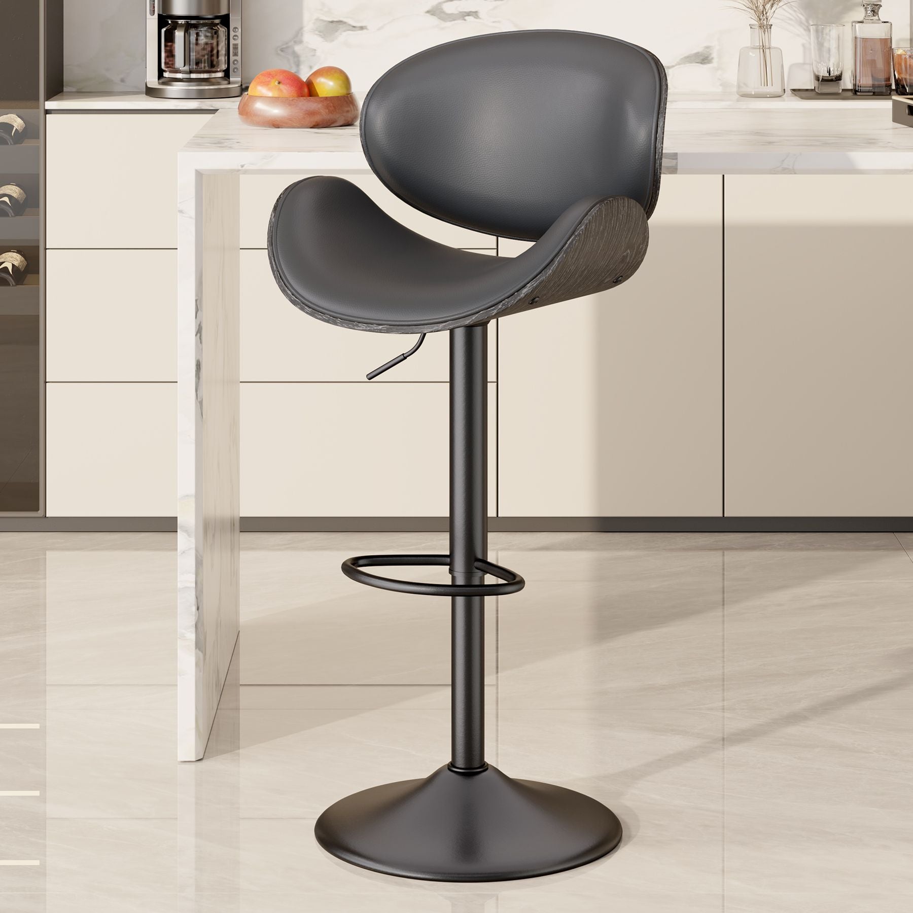 PU Leather Swivel Bar Stools, Set of 1, 18" Wide (view 19)