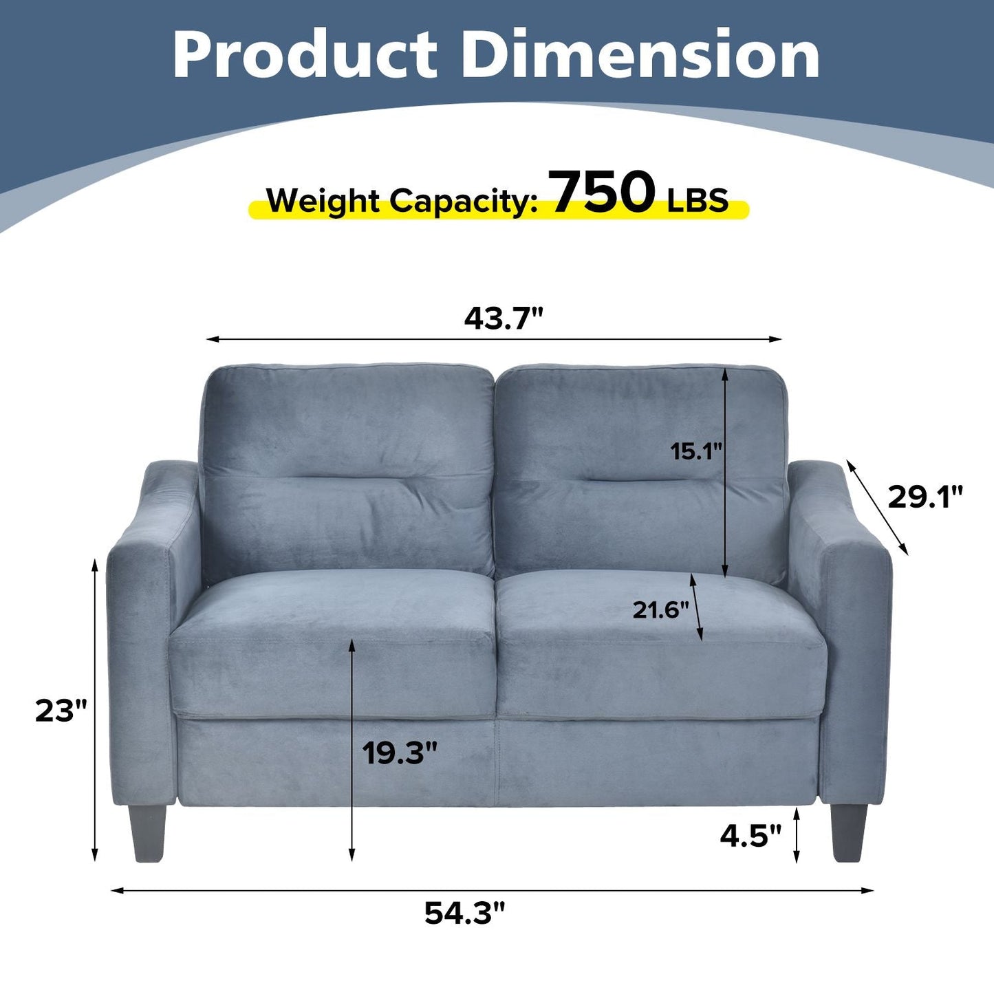 Solid Wood Mid-Century Sectional Sofa, Gray, 34" Tall (view 15)