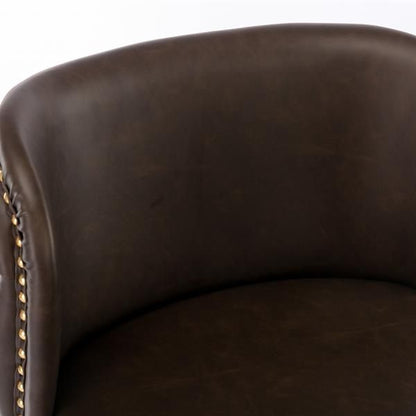 Wood & Metal Swivel Bar Stools, Brown, Set of 2, PU Leather (view 7)