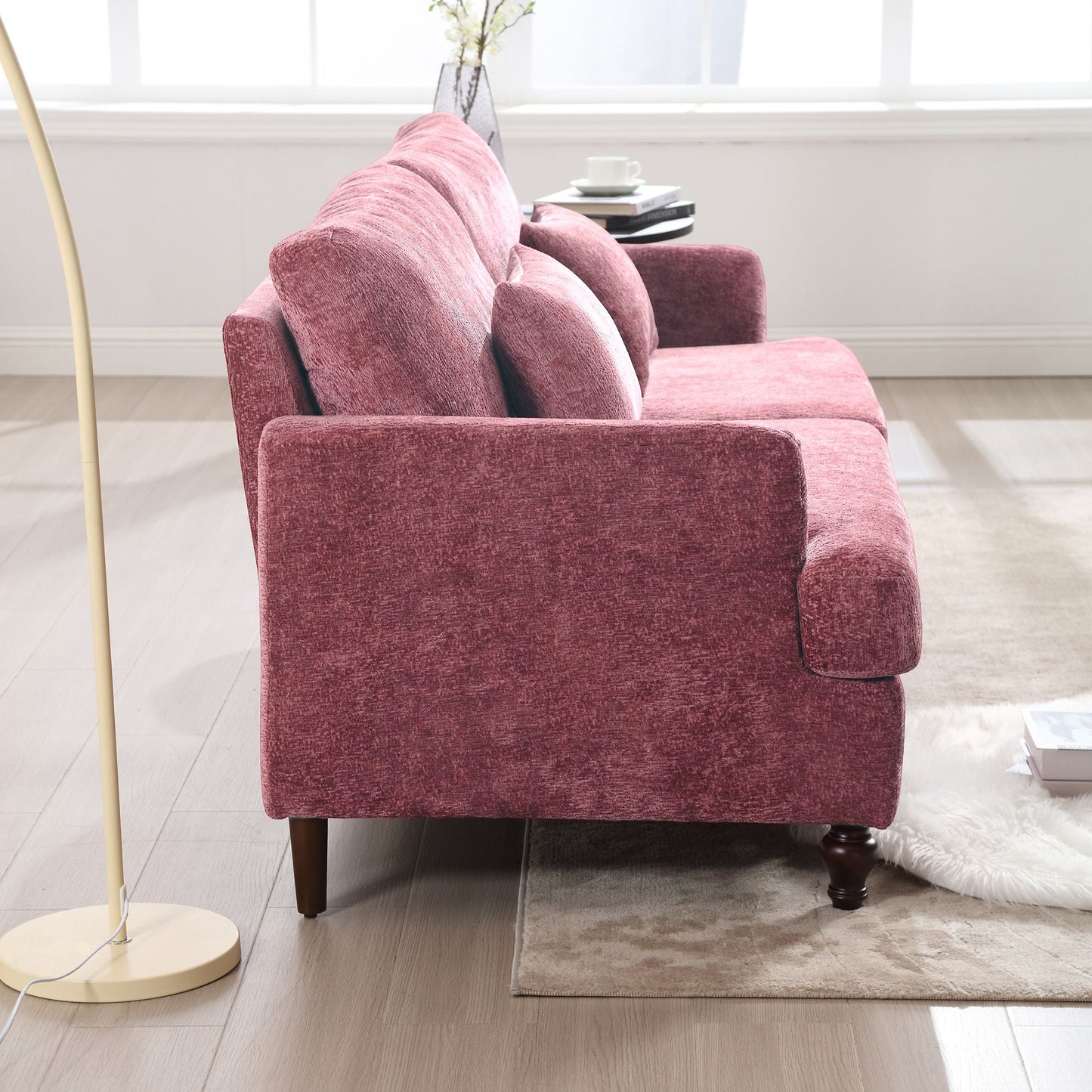 Chenille 2-Seat Mid-Century Sofa, Brown, 68.9" Wide (view 7)