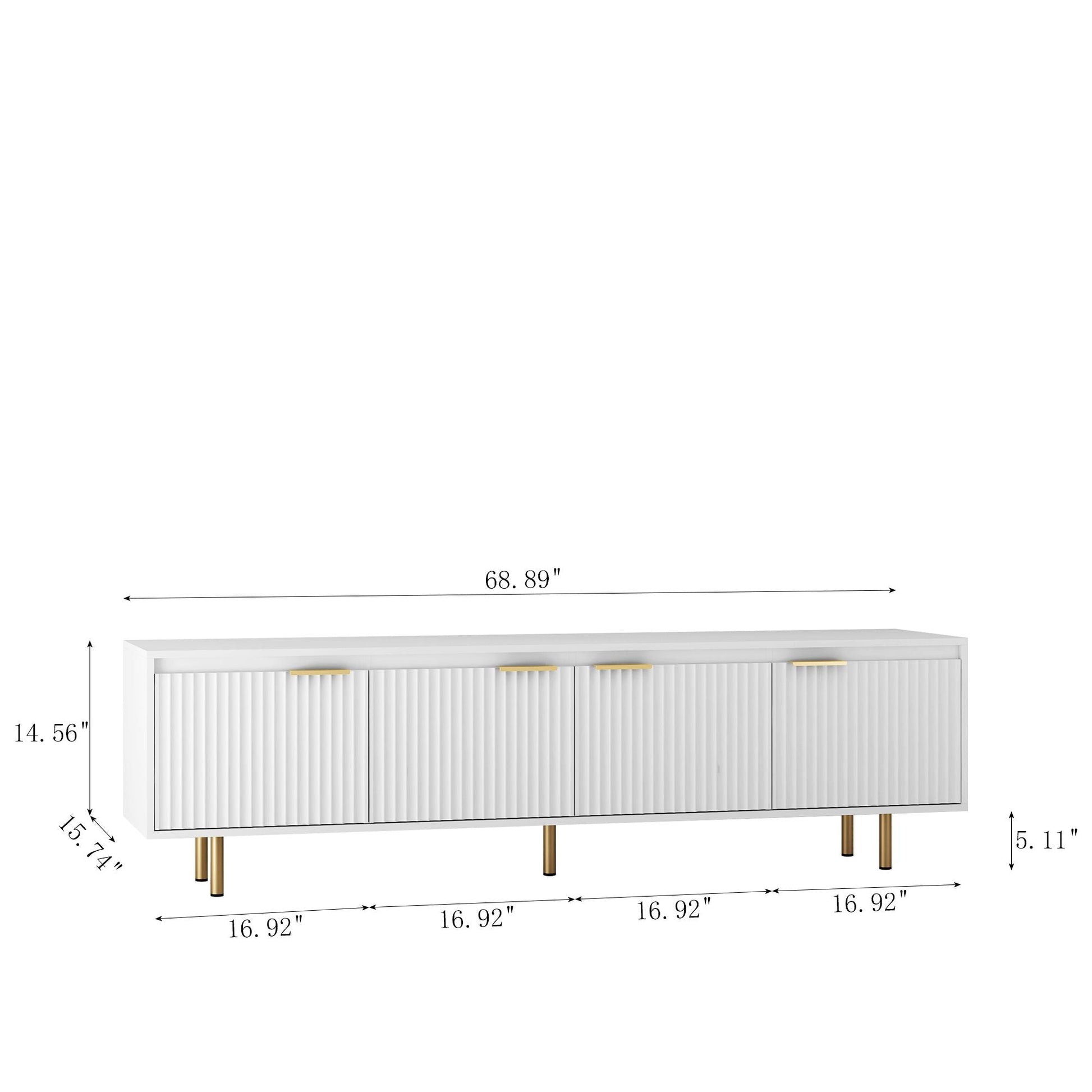 80" TV Mid-Century TV Stand, White, Fluted (view 4)