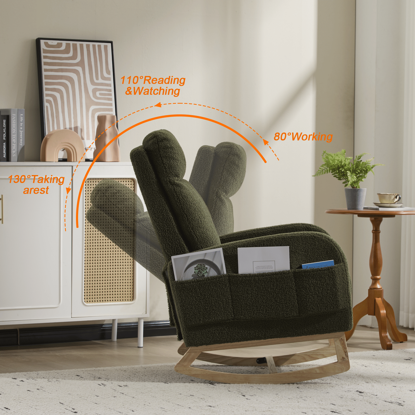 Wood Mid-Century Rocking Chair, WHITE (view 30)