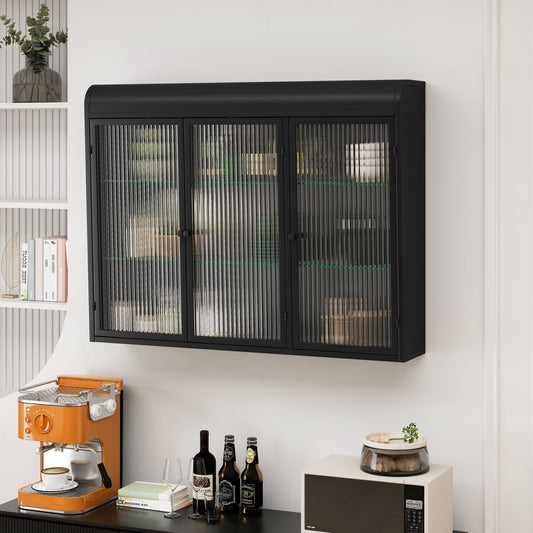 Metal Mid-Century Cabinet, Black, 3-Door