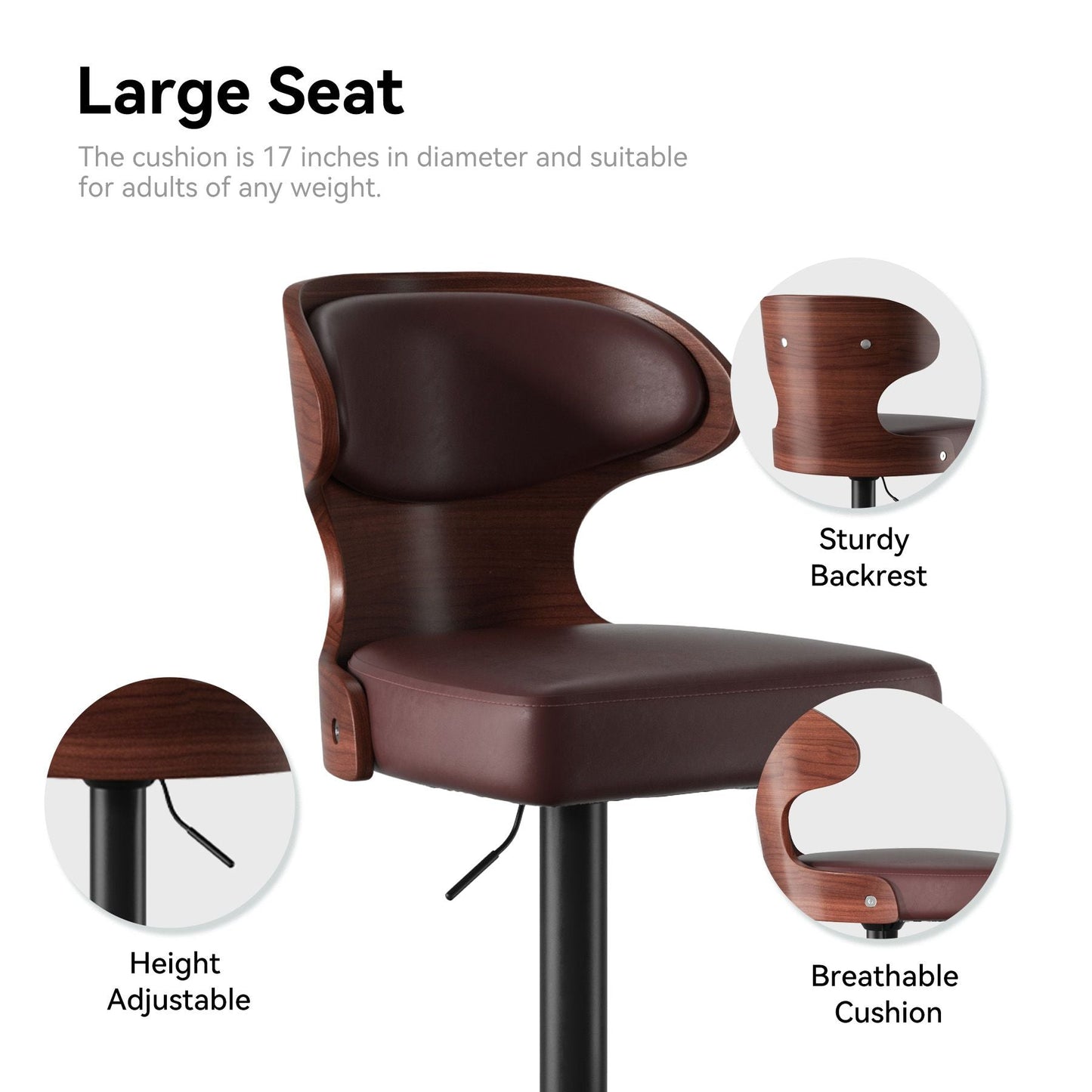 Faux Leather Swivel Bar Stools, Set of 2, 40" Tall (view 33)