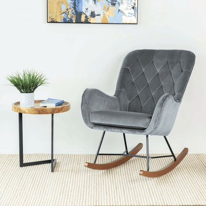 Hannah Mid Century Modern Rocking Chair In Dark Grey (view 2)