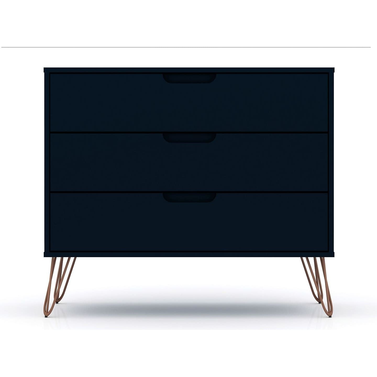 3-Drawer Mid-Century Dresser, Blue, 60" Wide (view 2)
