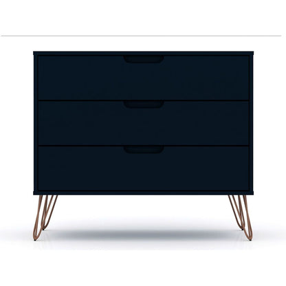 3-Drawer Mid-Century Dresser, Blue, 60" Wide (view 2)