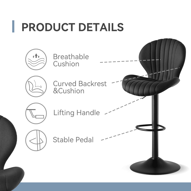 Faux Leather Swivel Bar Stools, Set of 2, High Back (view 16)