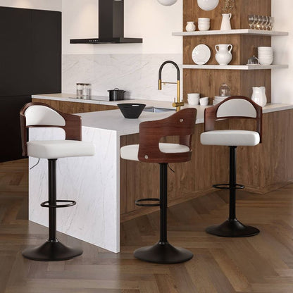 Faux Leather Swivel Bar Stools, Set of 2, PU Leather (view 19)