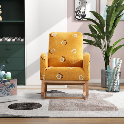 Boucle Mid-Century Rocking Chair, Mustard (view 2)